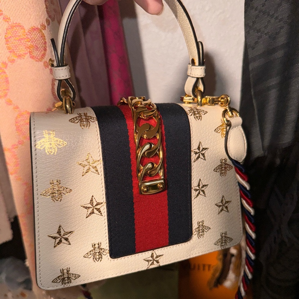 Sylvie Top Handle Bag Printed Leather Mini like NEW - Picture 4 of 11